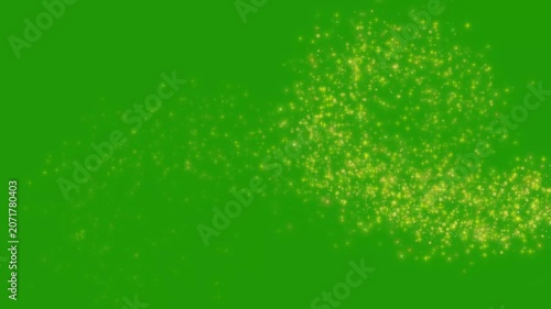 Luxury Golden Glitter Sparkle Line Trail Animation with Magic and Pixie Dust, Christmas Stars Isolated on Green Background, Glowing Particles, 4K Loop