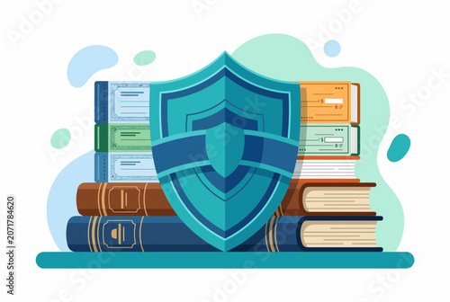 Financial Security Shield and Document Protection Illustration