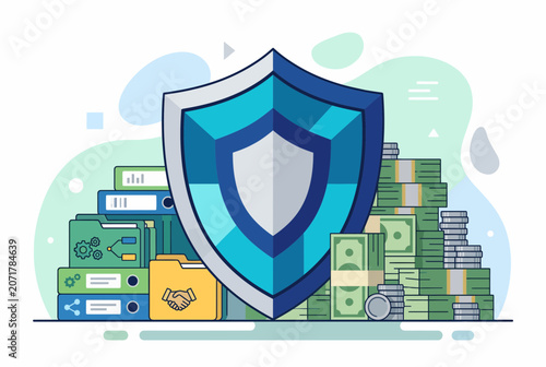 Financial Security Shield Protecting Money Assets and Documents