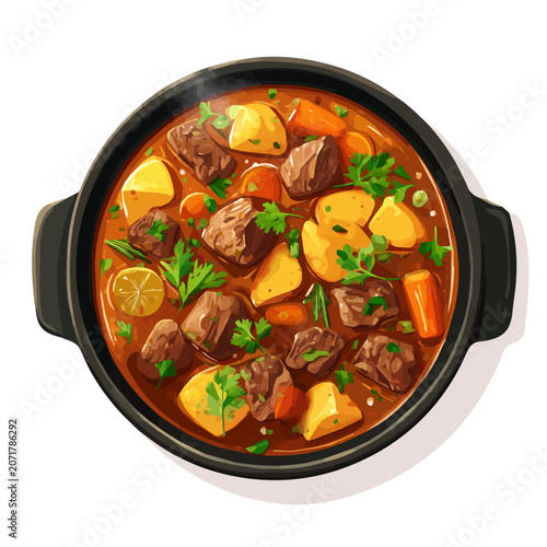 Beef Stew, illustrated as a clean 2D flat vector icon isolated on a white background