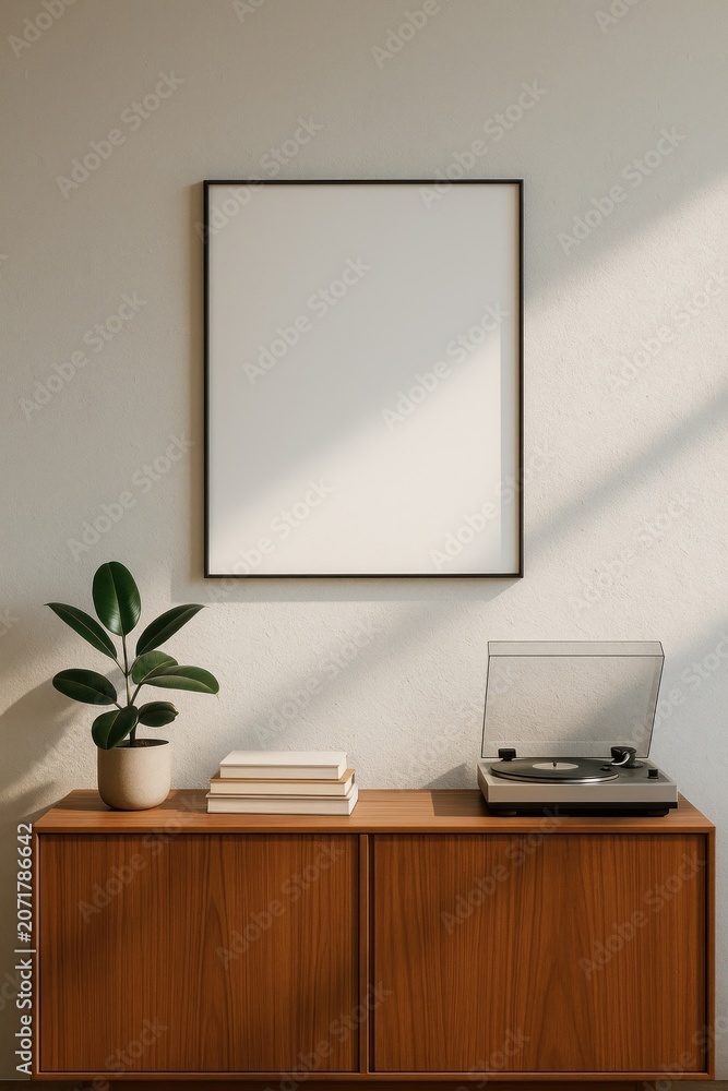 Fototapeta premium Minimalist interior with vinyl player.
