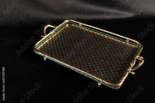 Billede på lærred Tray on a black background