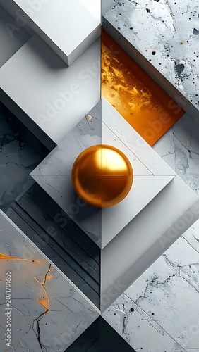 Geometric shapes in marble and gold