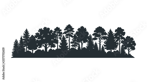 Tableau sur toile Forest Treeline Silhouette Vector Illustration