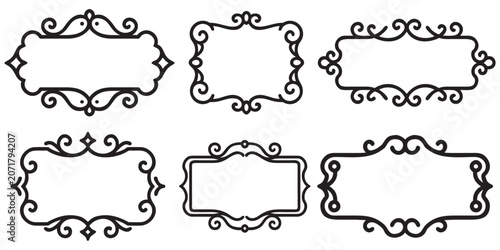 Decorative ornamental frames for wedding invitation cards.