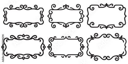 Elegant black ornamental borders for luxury wedding cards.