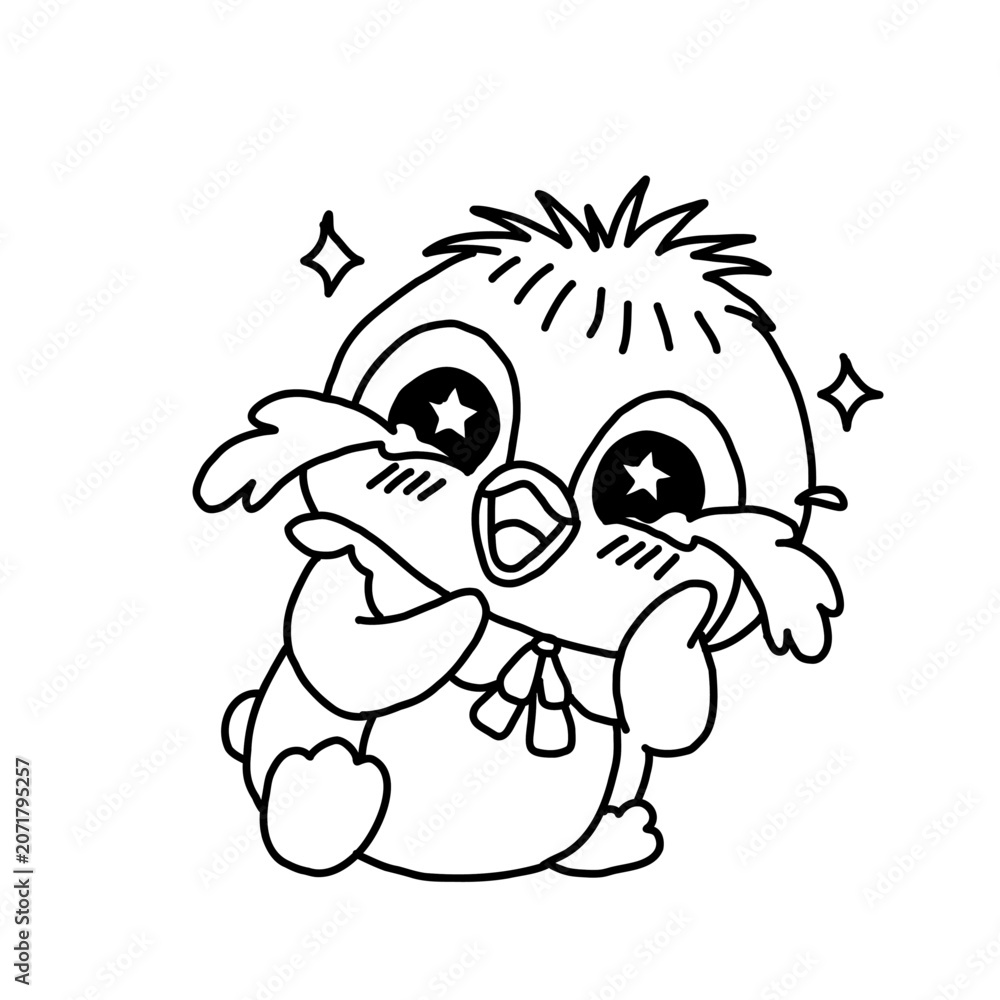 Obraz premium Cute Star-Eyed Penguin Illustration