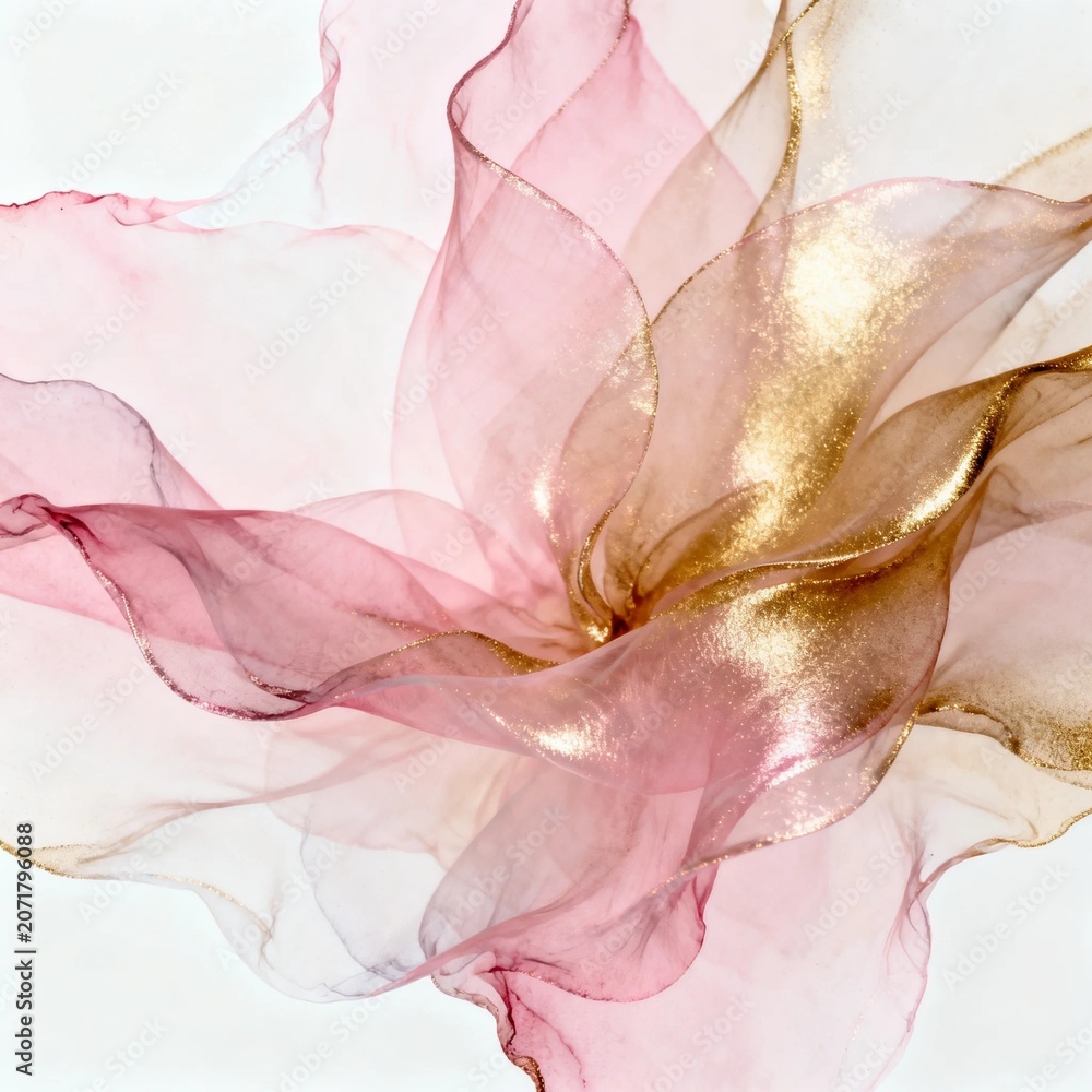 Fototapeta premium Elegant Pink and Gold Fabric Drapery