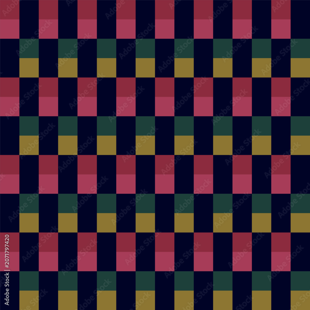 Fototapeta premium Geometric precision aesthetic, color block tessellation modern seamless vector patterns. Neutral retro colors. Repeatable design for fabric collection, wallpapers,
