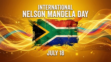 International nelson mandela day july 18 abstract gold background