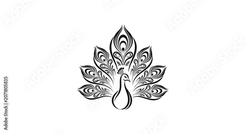 Bild auf Leinwand Elegant peacock illustration displaying ornate tail feathers