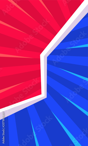 Versus screen with red and blue sides divided by a white line.