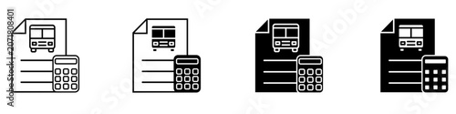 Konstfotografi Bus ticket price icon vector set
