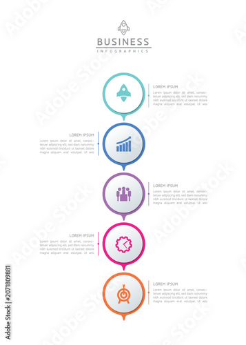 Vector infographic template showing steps or processes for business presentations and design creation.