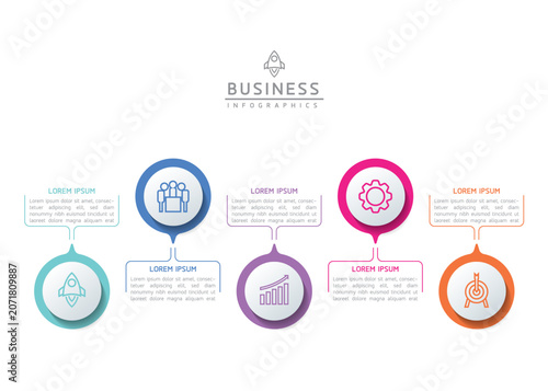 Vector infographic template showing steps or processes for business presentations and design creation.