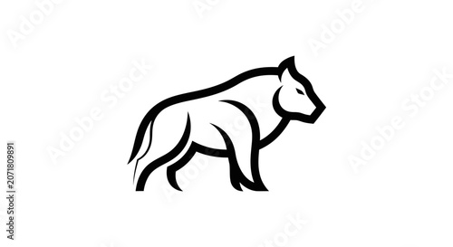 Stylized wild boar silhouette simple vector line art icon animal symbol