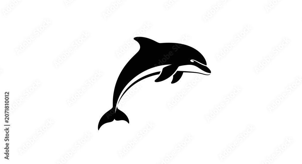Fototapeta premium Vector silhouette of a jumping dolphin illustration