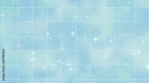 A serene landscape of a night sky with sparkling stars and a grid pattern overlay