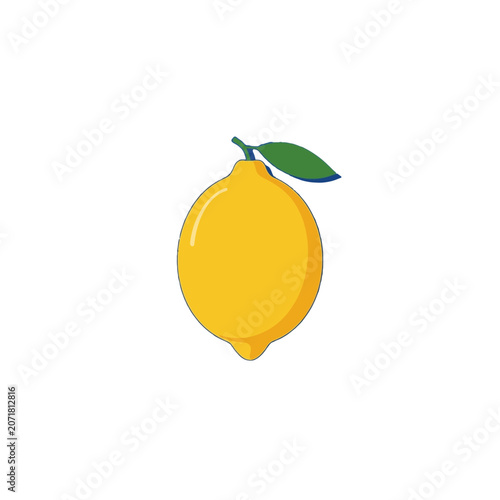 Fresh lemon with leaf isolated on white background vector illustration