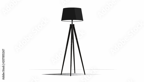Modern black tripod floor lamp.