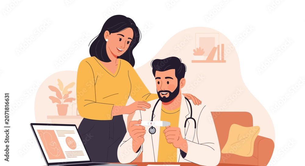 Fototapeta premium Doctor and patient discuss medical results, patient reassurance, healthcare consultation