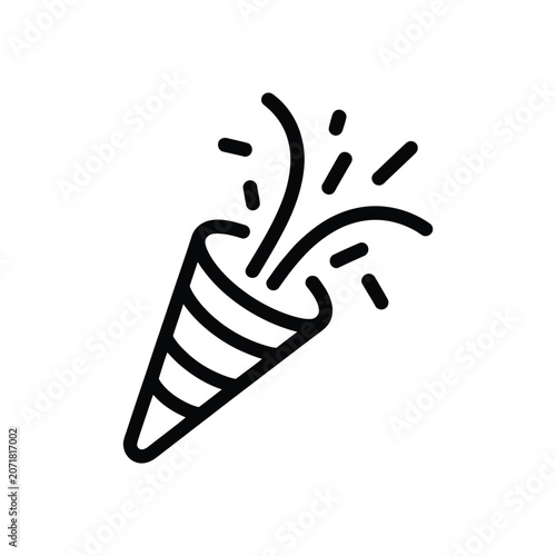 Black and white of a party popper celebration confetti festive