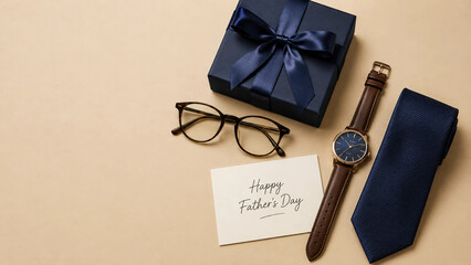Father's Day Gifts Including A Watch, Tie, And Eyeglasses