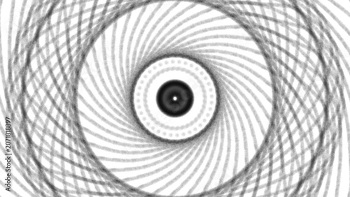Bild auf Leinwand A mesmerizing abstract geometric spiral, optical illusion features a sharp central iris eye surrounded by intricate and textured monochrome rotating lines