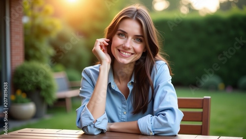 Pretty woman in casual iteration spring clothes spends her leisure time Entertainment and lifestyle concept