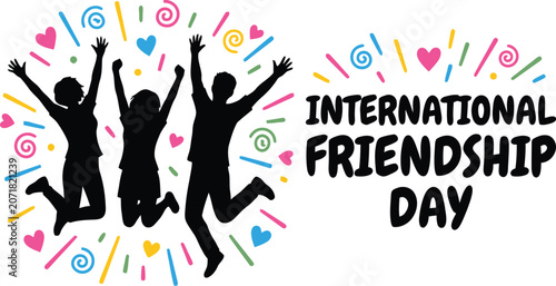 Happy people celebrating international friendship day