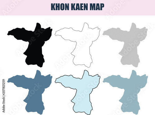 Obraz na plátně Khon Kaen Province Map Silhouette Collection with Various Fill Styles and Outlin