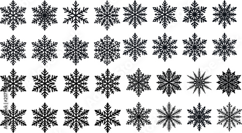 Beautiful collection of intricate snowflakes design