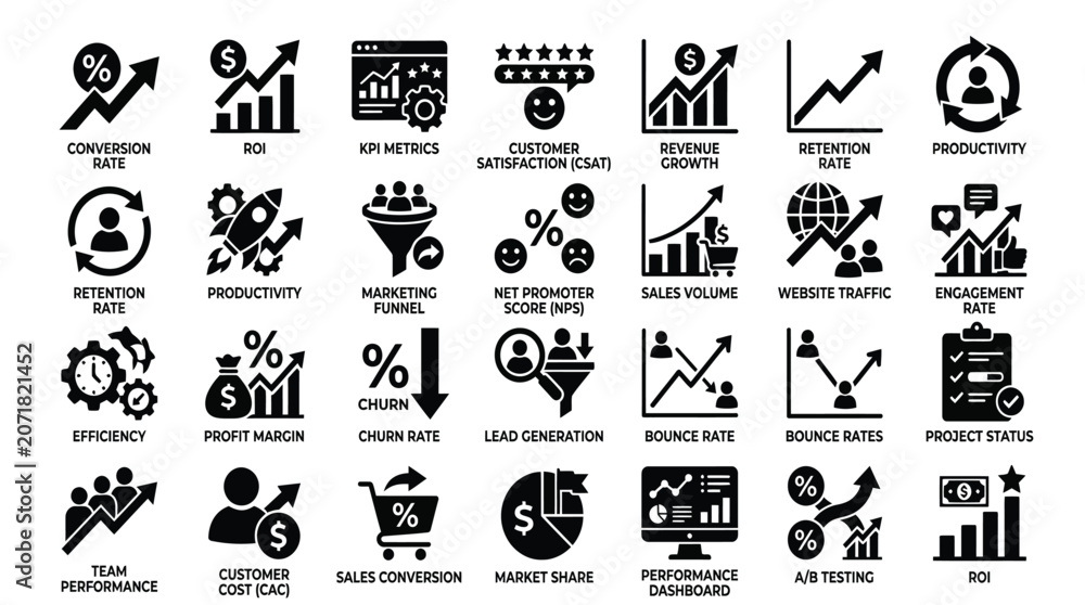 Fototapeta premium Marketing metrics define business growth.
