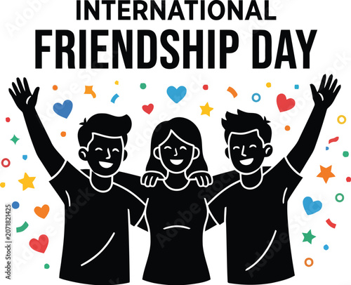Three friends celebrating international friendship day