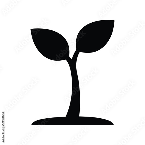 Seedling Sprout Nature Solid Silhouette Icon Design Collection