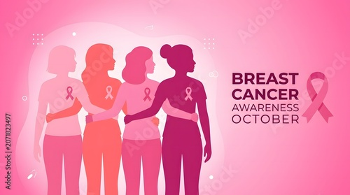 Breast cancer awareness month october pink ribbon support
