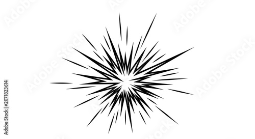 Explosion starburst effect with sharp radial lines on white background