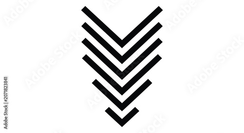 Bild auf Leinwand Chevron pattern with descending lines black silhouette on white background