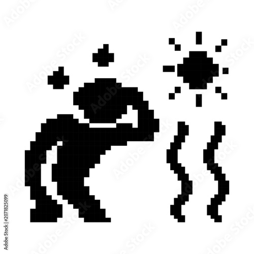 Pixel art person heat exhaustion
