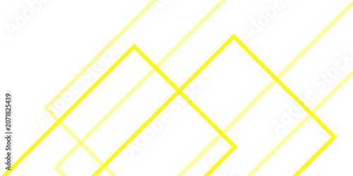 Abstract Yellow Geometric Line Background with Minimalist Diamond Shapes on White Background