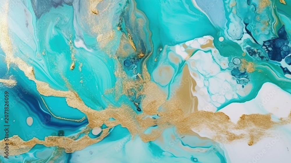 Fototapeta premium Stunning fluid art with gold accents and movement