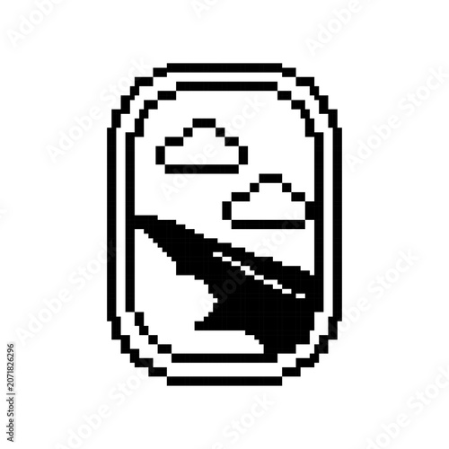 Pixel art airplane window view