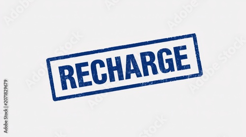 Recharge stamp in blue ink