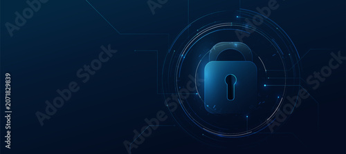 Cybersecurity Access Lock Shield Digital Technology Abstract Blue Banner Background
