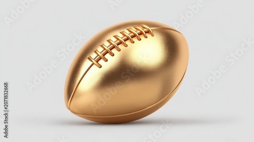 Golden Rugby Ball on Simple Background for Sports and Design Use