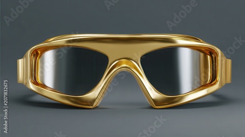 Futuristic Golden Glasses with Sleek Design and Reflective Lenses