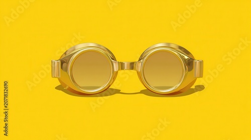 Stylish Yellow Sunglasses on Solid Yellow Background for Fashion Photography