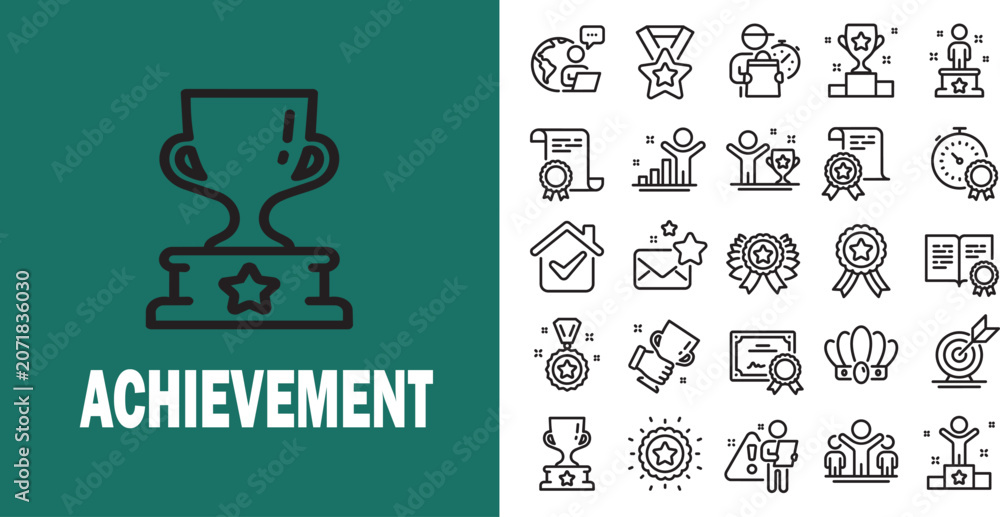 Fototapeta premium A set of achievement icon with transparent background editable stroke. Achievement Theme.