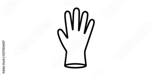 Hand glove outline icon protective gear symbol for medical clinical or safety laboratory tasks simple linear design on background.