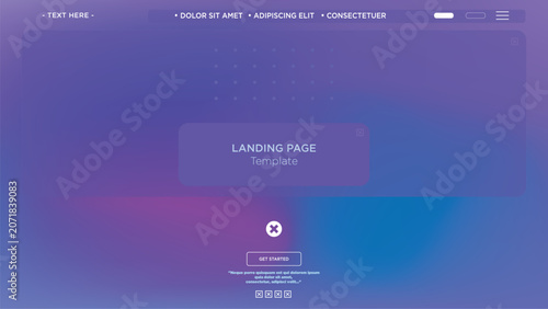Abstract Futuristic Landing Page Template with Neon Gradient Glassmorphism Background